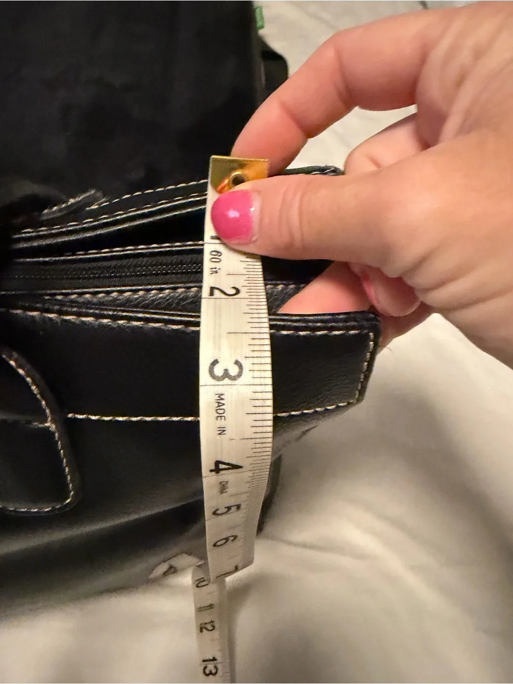 NWOT Liz Claiborne Black Leather Tote with White 'A' Accent